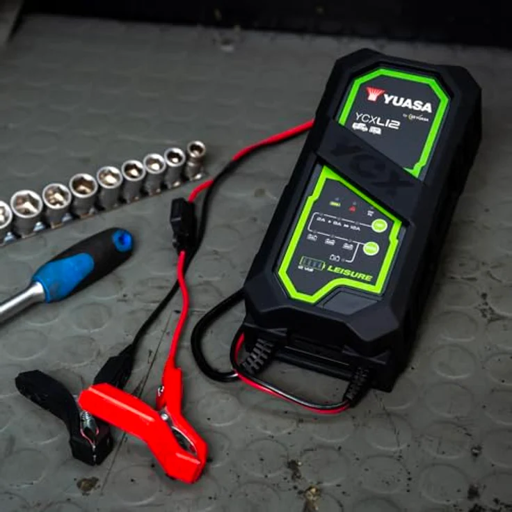 Yuasa Bleiakku-Ladegerät YCXL12, 12V mit max. 12A Ladestrom, neunstufiger Ladeprozess, für Blei-Säure- und Lithium-Batterien, mehrstufiger Schutz und Eco-Modus – Bild 4