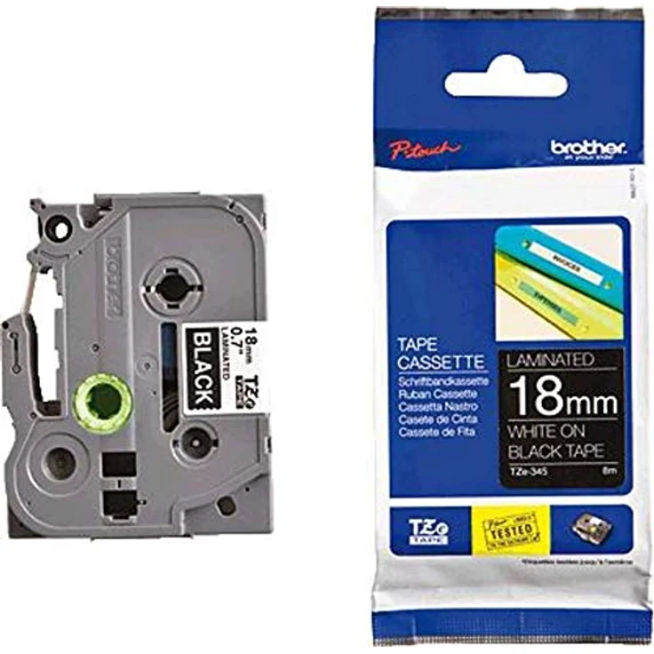Brother P-touch TZe-345, Schriftband weiß auf schwarz, 18mm breit, 8m lang, laminierte Wisch- und wetterfeste Etiketten – Bild 3
