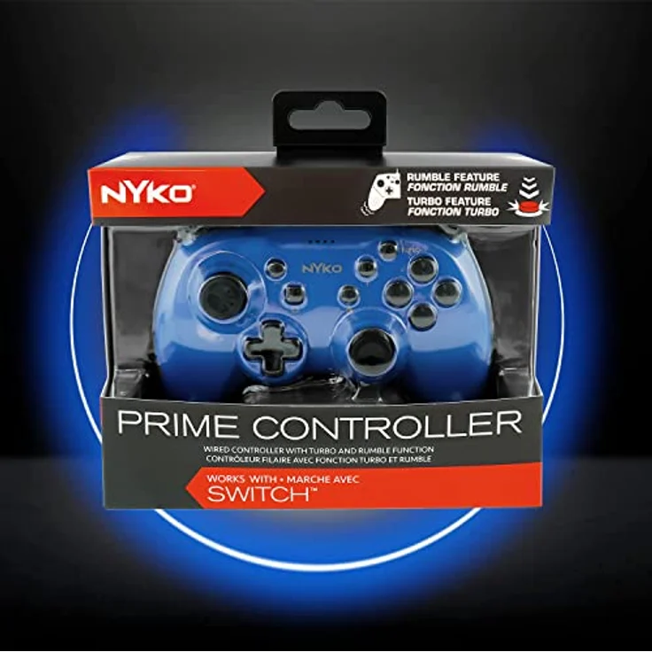 Nyko Prime Wired Controller, Gaming Controller mit 2 Meter USB-Kabel und programmierbarer Turbo-Taste, Blau für Nintendo Switch – Bild 4
