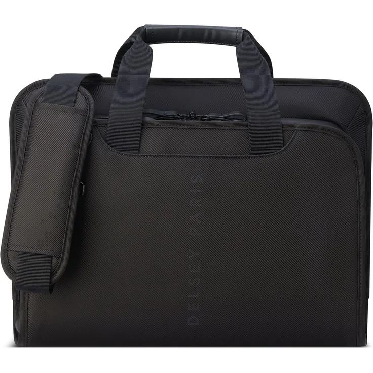 Delsey 2-CPT Torba na laptopa 15.6 CZARNY (15.59", Universal), Notebooktasche, Schwarz - Laptop-Tasche für 14" Bildschirme, aus Leder und Polyester, 18 l Volumen, Recyceltes Material, Schultergurt