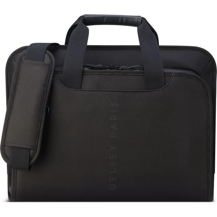Delsey 2-CPT Torba na laptopa 15.6 CZARNY (15.59", Universal), Notebooktasche, Schwarz - Laptop-Tasche für 14" Bildschirme, aus Leder und Polyester, 18 l Volumen, Recyceltes Material, Schultergurt