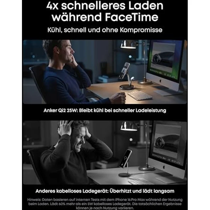 Anker Prime 3-in-1 Ladegerät, MagSafe-kompatible kabellose Ladestation mit 25W Schnellladung, Smart Display und TEC-Aktivkühlung für iPhone 17, Apple Watch, AirPods und mehr – Bild 5