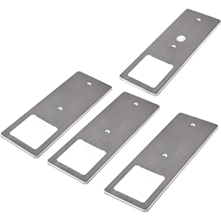 kalb | LED Unterbauleuchten Edelstahl gebürstet 5W- sehr flache Küchenleuchte mit Touch-Dimmfunktion Einbaustrahler Einbauspot, Auswahl:4er Set warmweiss