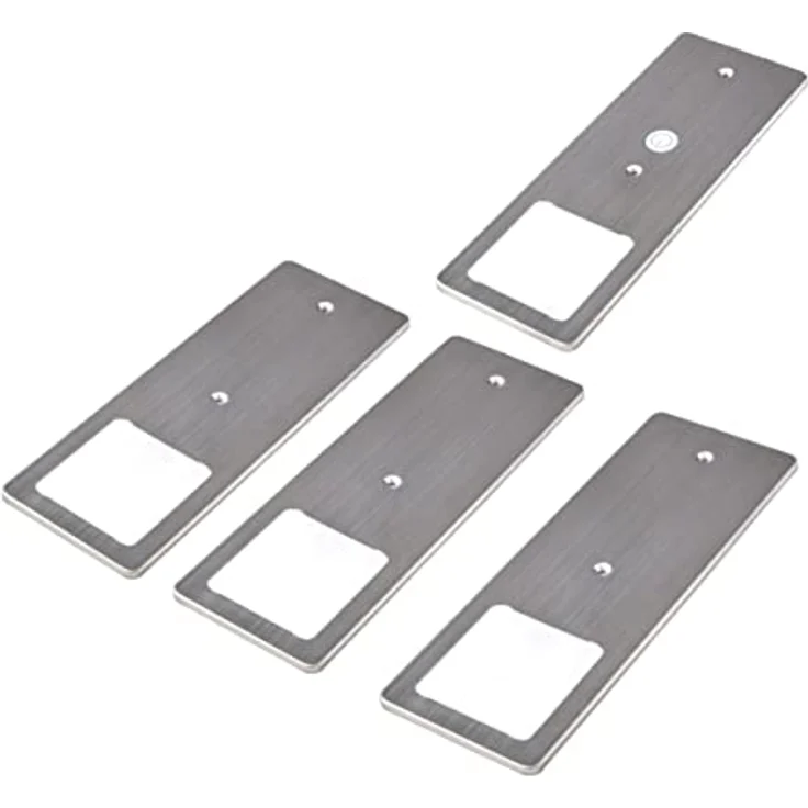 kalb | LED Unterbauleuchten Edelstahl gebürstet 5W- sehr flache Küchenleuchte mit Touch-Dimmfunktion Einbaustrahler Einbauspot, Auswahl:4er Set warmweiss – Bild 1