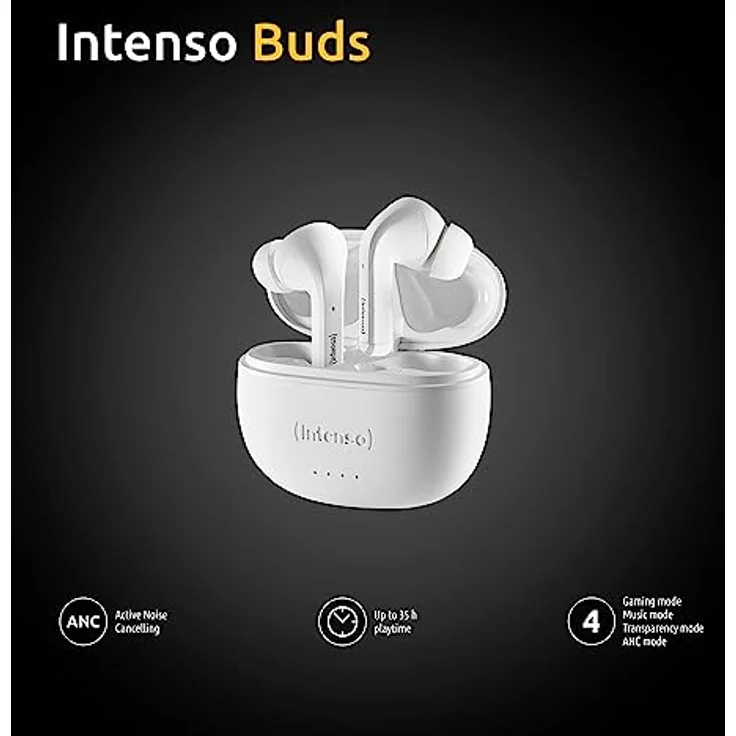 Intenso White Buds - TWS True Wireless Kopfhörer T302A mit Active Noise Cancelling und bis zu 35 Std. Musikwiedergabe – Bild 5
