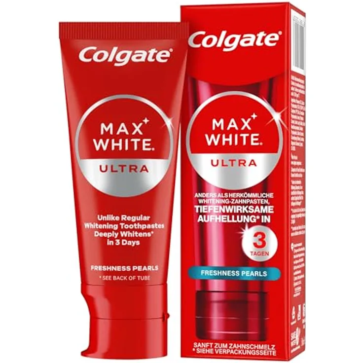 Colgate Max White Ultra Freshness Pearls Zahnpasta 50ml | Tiefenwirksame Aufhellung, langanhaltende Frische und sanft zum Zahnschmelz