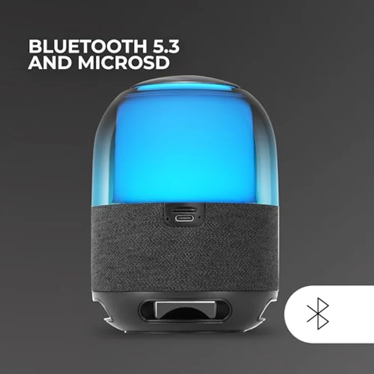 Mars Gaming MS-Flow, tragbarer Bluetooth-Lautsprecher 15W mit 360° RGB Beleuchtung, 57mm DeepBass-Treiber, Bluetooth 5.3 und MicroSD, Schwarz – Bild 3