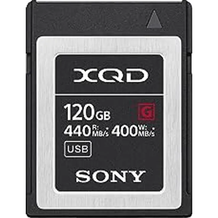 Sony XQD G-Serie, 120 GB Speicherkarten mit 3,2 Gbit/s Lesegeschwindigkeit und 2,8 Gbit/s Schreibgeschwindigkeit für 4K Videoaufnahmen