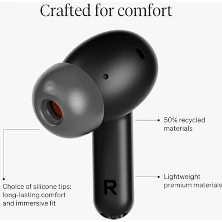 Cambridge Audio Melomania A100, In-Ear True Wireless Kopfhörer mit adaptiver aktiver Geräuschunterdrückung, aptX Lossless Bluetooth, bis zu 39 Stunden Akkulaufzeit, Schwarz – Bild 4
