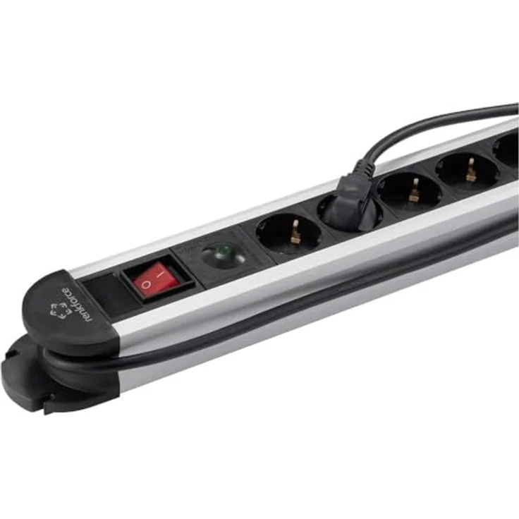 Renkforce RF-6417718 Überspannungsschutz-Steckdosenleiste 6fach Schwarz, Aluminium Schutzkontakt – Bild 4