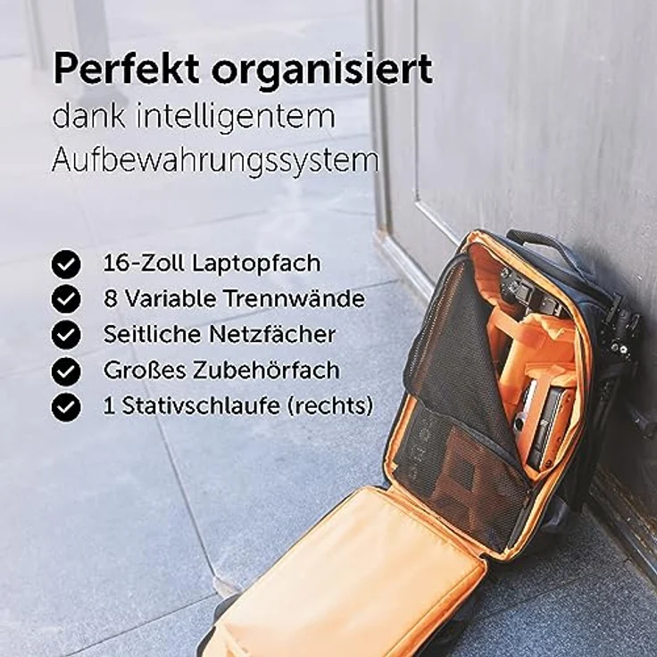 Dörr Prag Go Fotorucksack, 16 l, variabler Innenaufteilung, schnell zugreifbar, blau – Bild 3