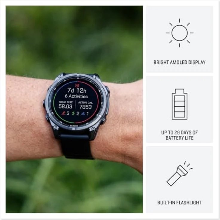 GARMIN fēnix 9, 51 mm Multisport GPS-Smartwatch mit AMOLED Touchdisplay, Titan-Lünette, Saphirglas, Kieselgrau – Bild 3