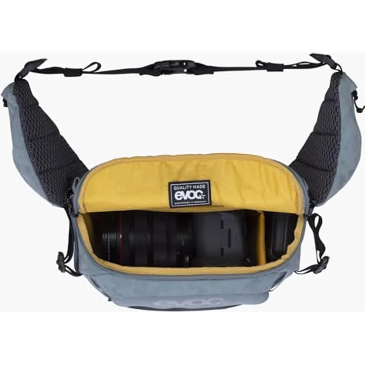 Evoc Hip Pack Capture 6L, Kamera Hüfttasche für Kompakt-Systemkameras, grau, mit Air Flow Contact System und Regenhülle – Bild 16