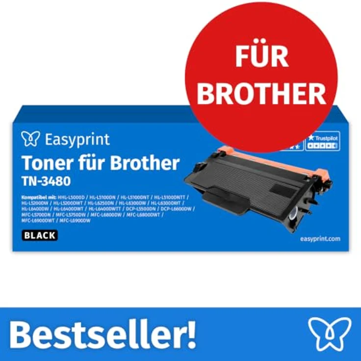Easyprint TN3480 Tonerpatrone, kompatibel für Brother Geräte, 9 Stück, Schwarz, für bis zu 1.000 Seiten – Bild 2