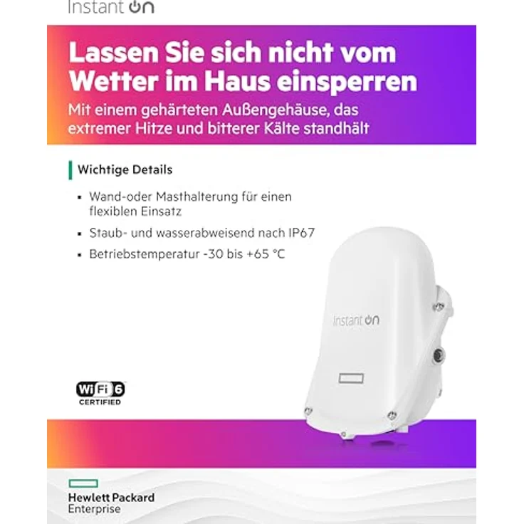 Aruba HPE Networking Instant On Access Point AP27 2x2 WiFi 6 für Außenbereich | EU-Modell (S1T42A) – Bild 4