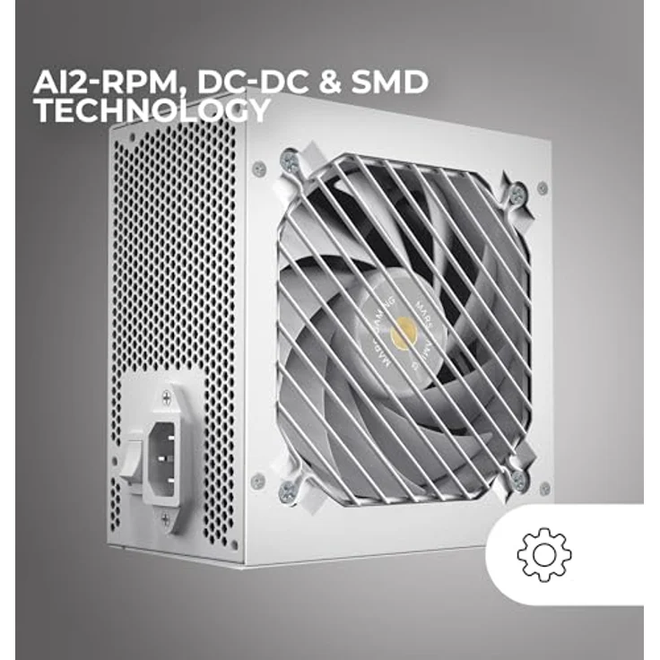 Mars Gaming MPB1000SI, PC ATX Netzteil 1000W, 80Plus Gold 90%, 7 Jahre Garantie, SI Extreme Silence Lüfter, Weiß – Bild 5