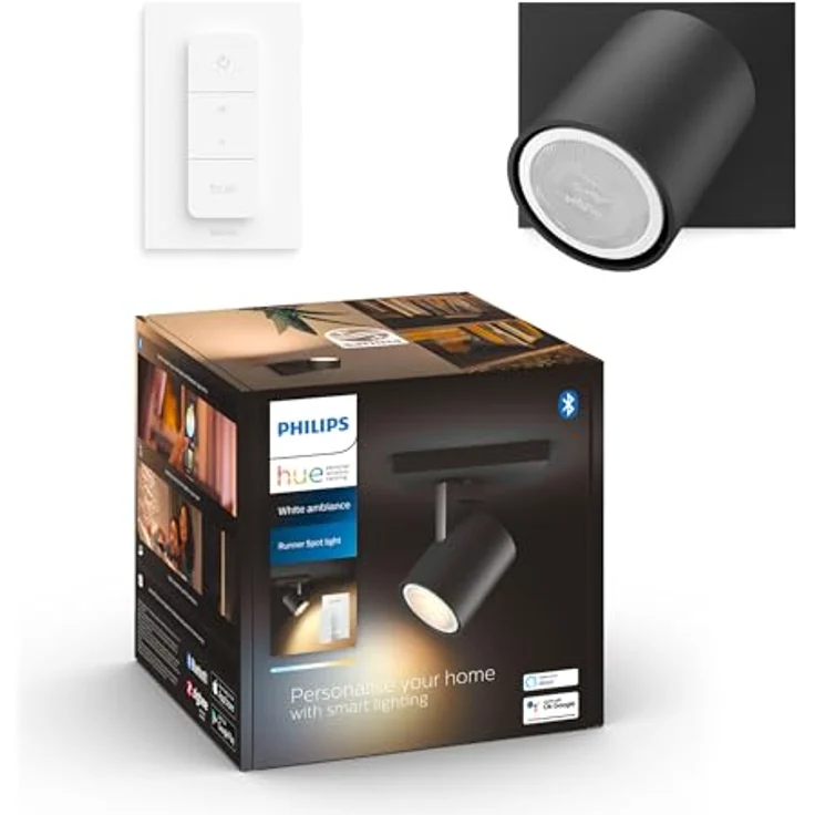 Philips Hue Runner single spot black 1x5W 230V, Smarte Deckenbeleuchtung mit personalisierter Beleuchtung – Bild 2