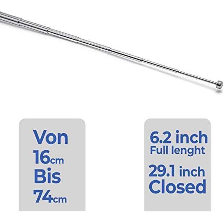 Adapter Universe 74cm Teleskop Antenne Ersatz F Stecker DAB UKW Radio FM AM Auto Audio Stabantenne - Universal kompatibel, ausziehbar, Metall, schwarz – Bild 4