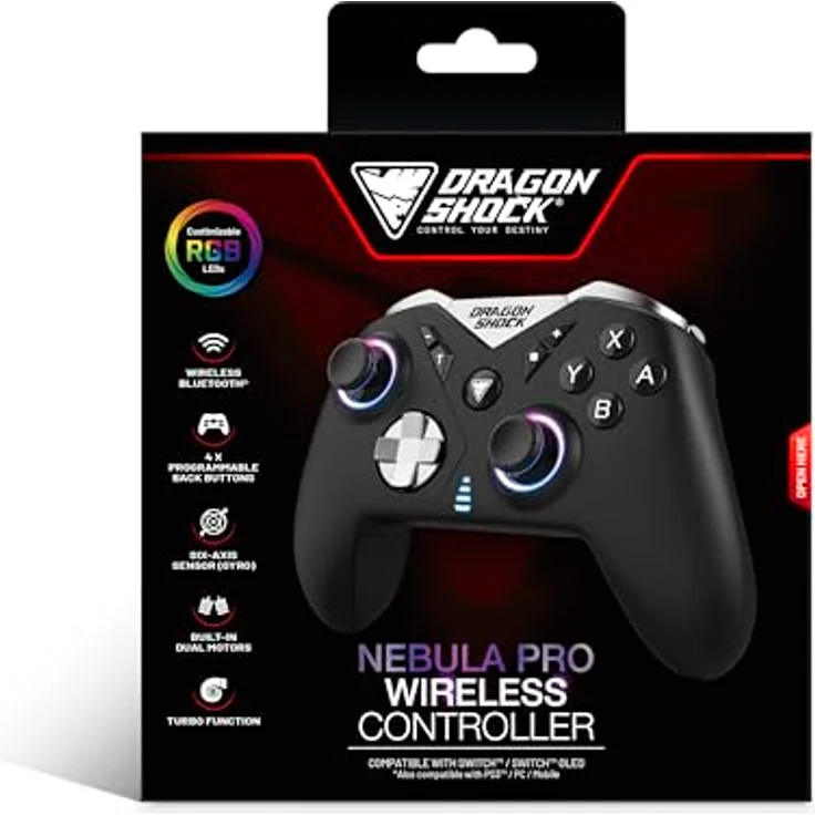 DRAGON SHOCK Nebula Pro Wireless Controller, kabelloses Gamepad für Nintendo Switch, schwarz – Bild 8