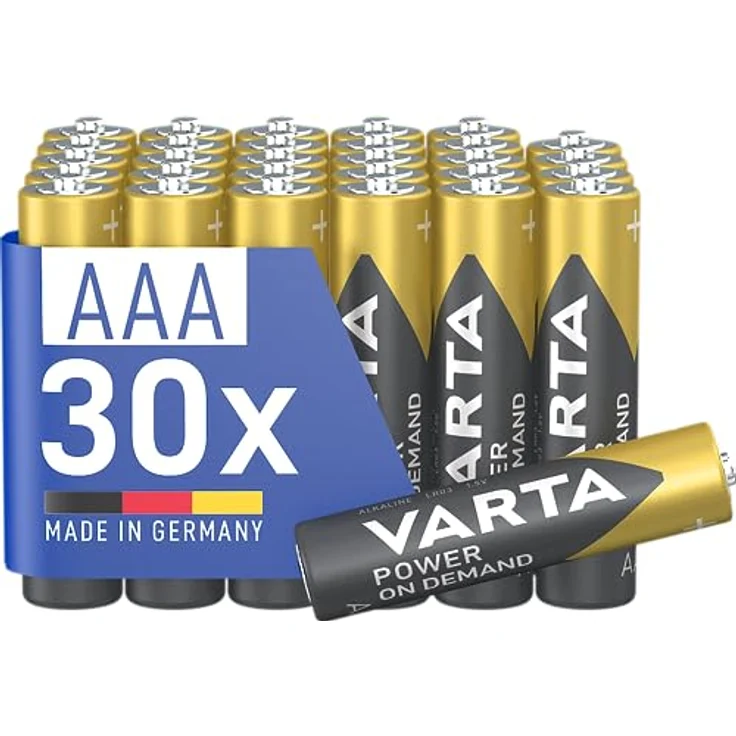 VARTA Batterien AAA, 30 Stück, Power on Demand, Alkaline, 1,5V, Vorratspac, smart, flexibel, leistungsstark, ideal für Computerzubehör, Smart Home Geräte, Made in Germany [Exklusiv bei Amazon] – Bild 1