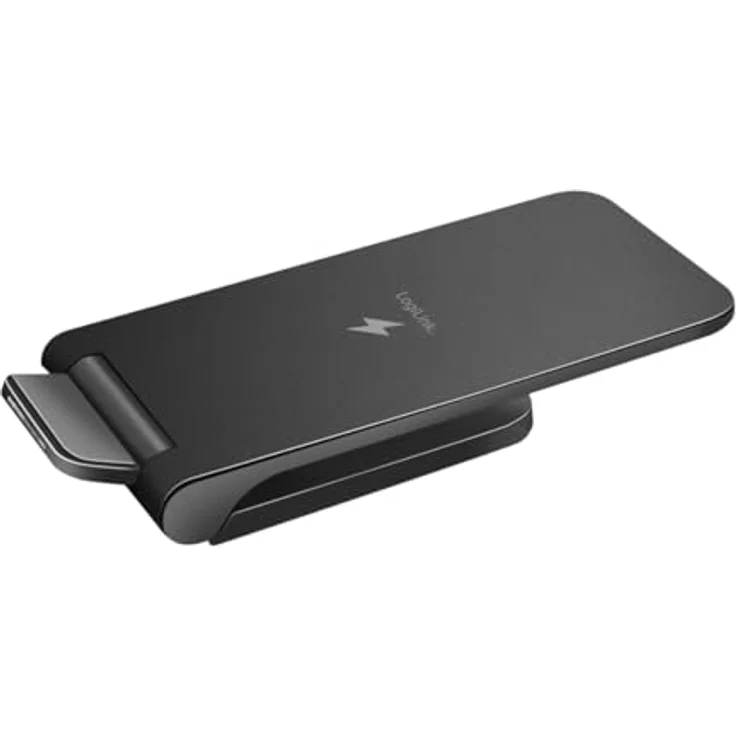 Logilink Smartphoneständer mit kabelloser Ladefunktion, 2 Spulen, für 4–7" große Qi-fähige Geräte, einstellbare Betrachtungswinkel, Schwarz – Bild 4