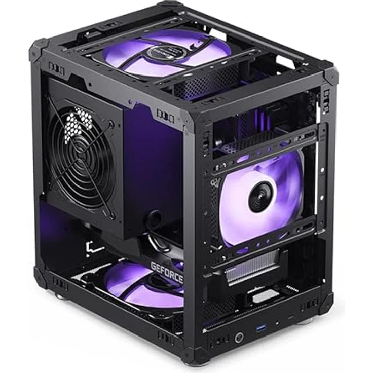 Jonsbo C6 Mesh PC-Gehäuse, USB-C-Konnektivität, abnehmbare Paneele, Stahl, Micro-ATX, Schwarz – Bild 2