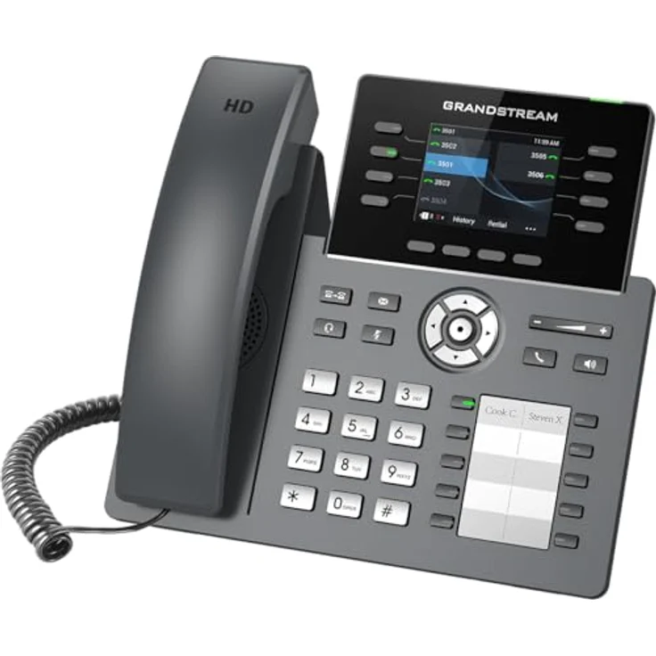Grandstream GRP2634, IP-Telefon in Schwarz, Kabelgebundenes Mobilteil mit 8 Zeilen, SIP-Info und 2000 Kontakten – Bild 2