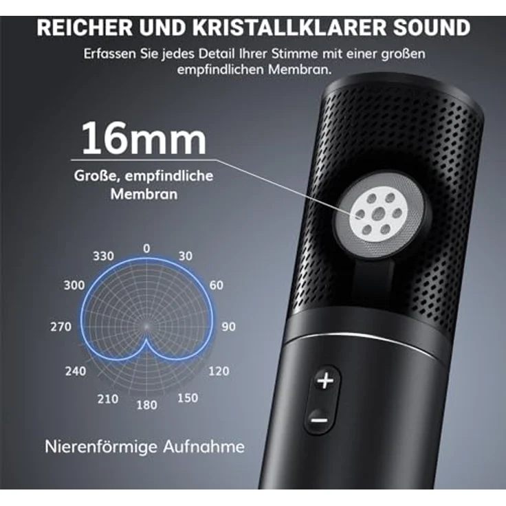 TONOR Q9 USB Podcast Mikrofon, Gaming PC Studio Streaming Mic Kit mit 200 cm Kabel, Arm Stand und Pop-Filter, Kondensator-Mikrofon für PS4/5/Discord/Twitch und YouTube – Bild 2