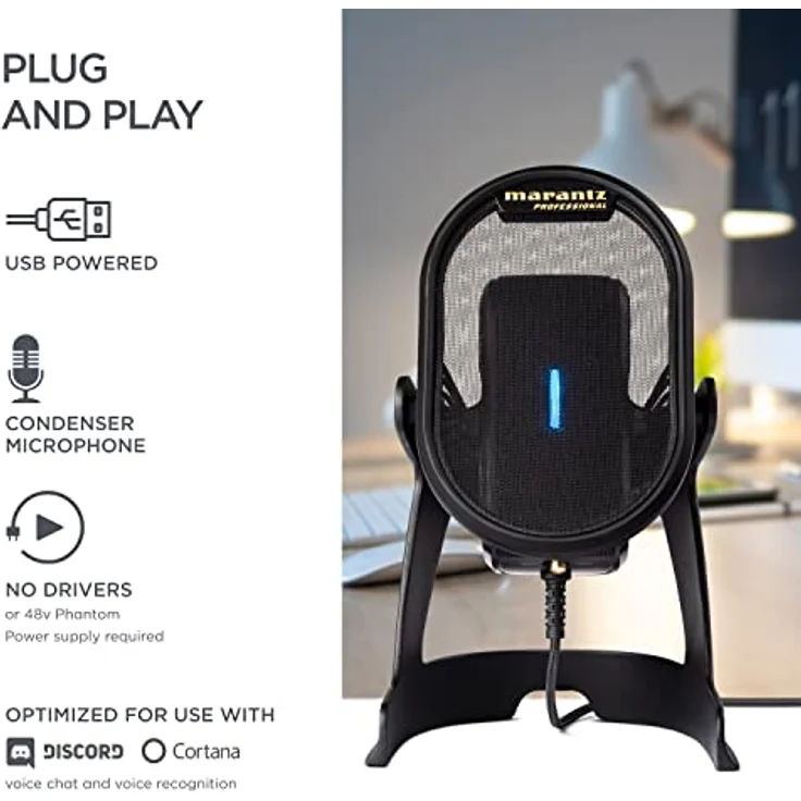 Marantz Professional Umpire – USB-Mikrofon für Aufnahmen, Podcasts, Streaming und Gaming mit Tischstativ, Pop-Filter und Mikrofonspinne – Bild 3