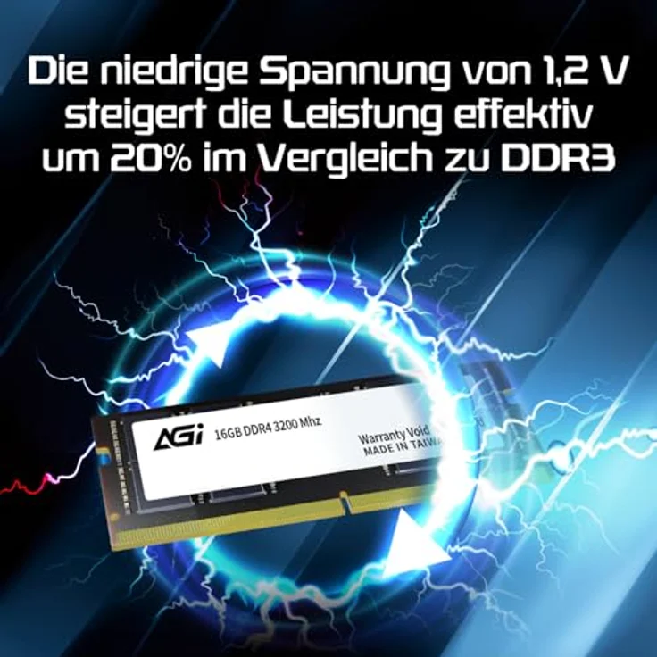AGI SD138 16GB DDR4 RAM 3200 MHz CL22, 260 Pin Non-ECC SO-DIMM, kompatibel mit Laptops/Notebooks, energieeffizient und leistungsstark – Bild 3