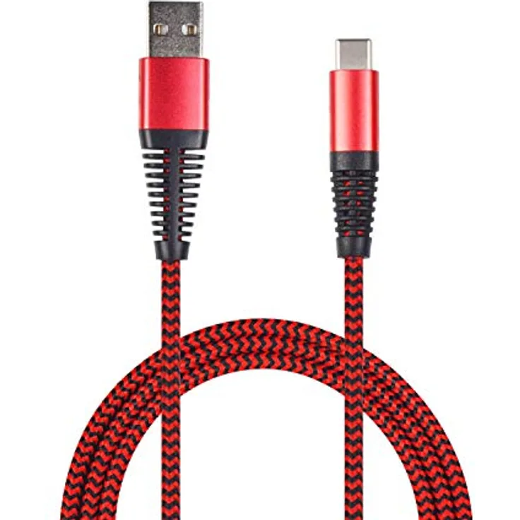 2GO USB Lade-/Datenkabel USB Type-C 3.1, 1m Nylon, rot