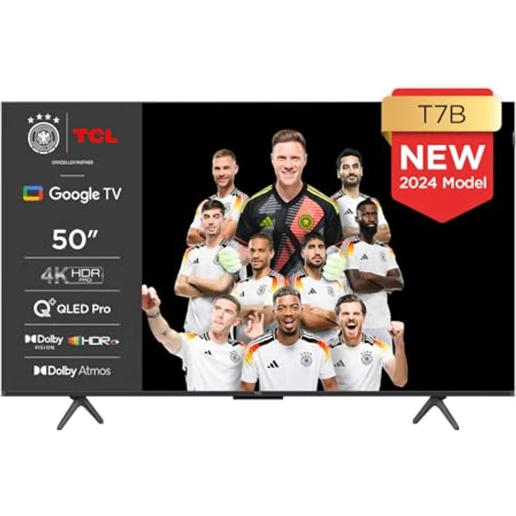 TCL 50T7B 50-Zoll QLED Pro Fernseher, 4K Ultra HD, Dolby Atmos, Motion Clarity, Freihändige Sprachsteuerung, Schwarz – Bild 1