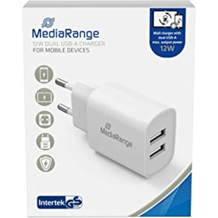 MediaRange USB-Ladeadapter - 2-Port Steckdosen-Ladeadapter 12W, 2X USB-A Ausgang zum gleichzeitigen Laden von Mehreren Endgeräten – Bild 5
