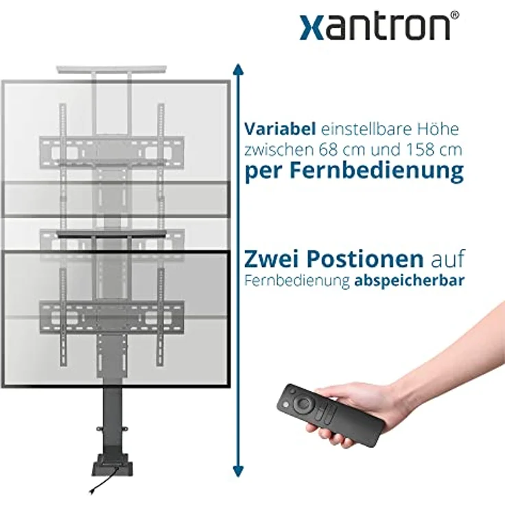 Xantron® PREMIUM-600HE TV Lift Elektrisch mit Fernbedienung bis 65 Zoll, Höhenverstellbar, VESA 200x200-600x400, Schwarz – Bild 3