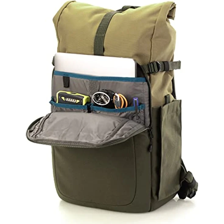 Tenba Rucksack Fulton v2 14L, Fotorucksack für DSLR und spiegellose Kameras, braun, mit Laptopfach bis 14 Zoll und Rolltopöffnung – Bild 9