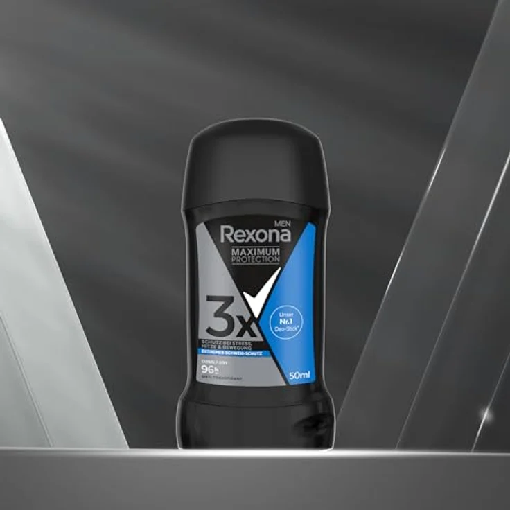 Rexona Men Maximum Protection Deo-Stick Cobalt Dry, 3x Antitranspirant mit 96 Stunden Schutz vor Schweiß und Körpergeruch, 50 ml – Bild 4