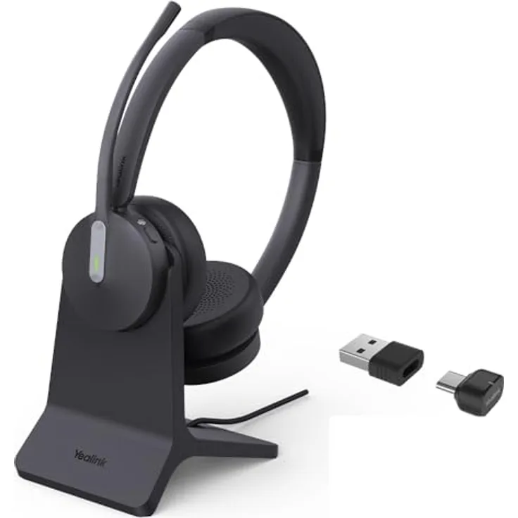 Yealink BH70 Dual Teams USB-C/A Bluetooth Wireless Headset mit Ständer - 1208701, 3-Mikrofon-Rauschunterdrückung, 35 Stunden Akkulaufzeit