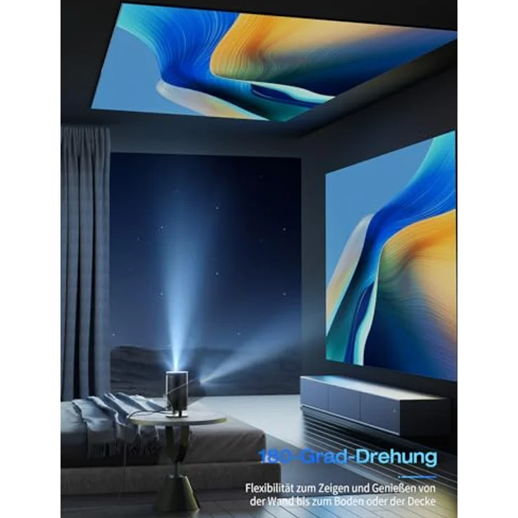 Einyoumily Mini Beamer Tragbarer 18000 Lux Projektor mit 4K Support, Android 11.0, 180° Drehung, Auto-Keystone, Bluetooth 5.2, Dualband WLAN 6, 200-Zoll-Display – Bild 3