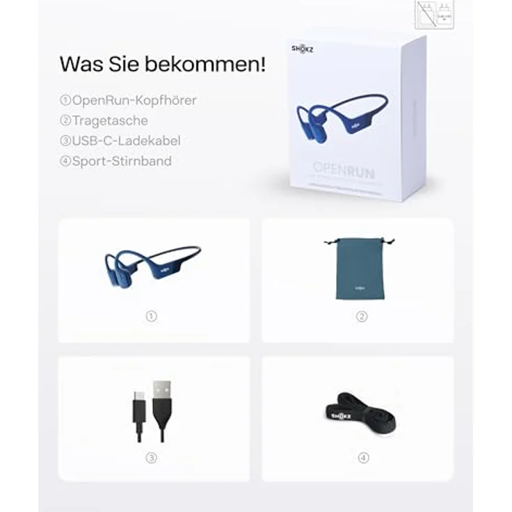 Shokz Openrun Sport Kopfhörer - Bone Conduction Technologie, kabellos, Blau mit integriertem Mikrofon und digitaler Geräuschunterdrückung – Bild 9