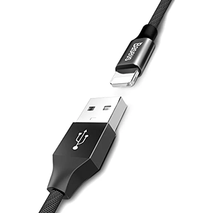 Baseus Yiven USB / Lightning Ladekabel, geflochtenes Textilkabel, 1,8m, schwarz, 2A schnelles Laden und Datenübertragung – Bild 3