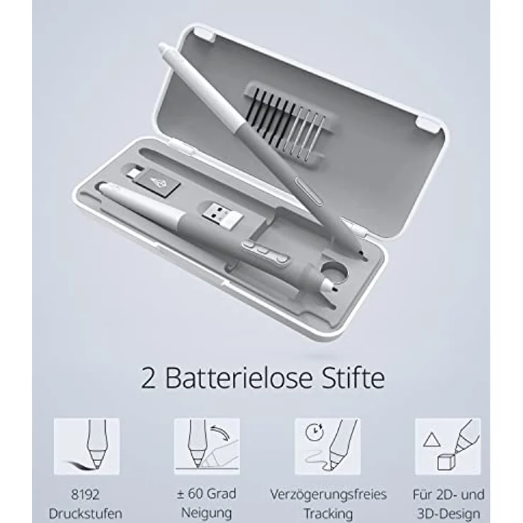 Xencelabs Medium Bundle SE, Grafiktablett mit 8192 Druckstufen, nebelweiss, aktive Fläche 26,2 x 14,7 cm, inklusive zwei Stiften und Shortcut-Fernbedienung – Bild 3
