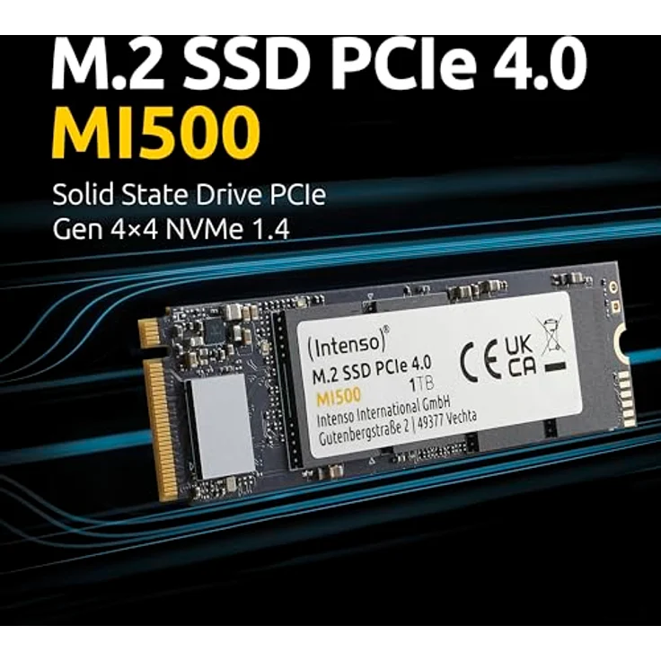 Intenso MI500 1 TB NVMe SSD, M.2 Interne SSD, PCIe 4.0 Gen4x4, 5300 MB/s Lesen, 4500 MB/s Schreiben, Solid State Drive, 1 TB – Bild 2