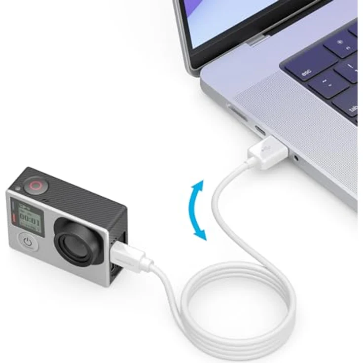 deleyCON 3,0m Micro USB Ladekabel, USB 2.0 High Speed Daten- und Ladekabel für Android Smartphones, Tablets und mehr, Weiß – Bild 6