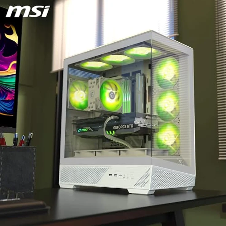 MSI GEH Midi MAG PANO 130R PZ WHITE, PC Gehäuse mit 270-Grad-Panoramabildschirm und drehbarem GPU-Halter, Weiss – Bild 8