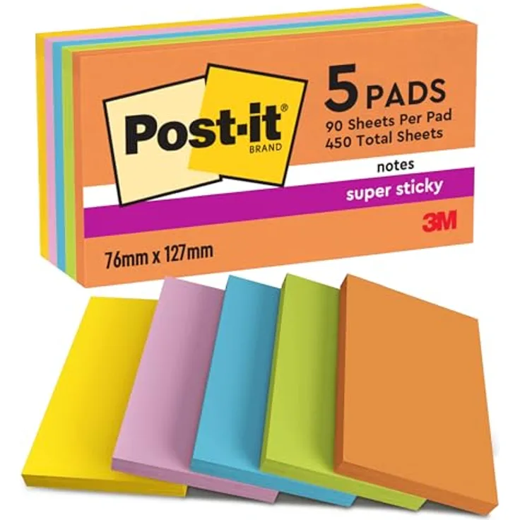 Post-it Super Sticky Haftnotizblock Bangkok Collection, extrastark, farbsortiert, 5 Farben