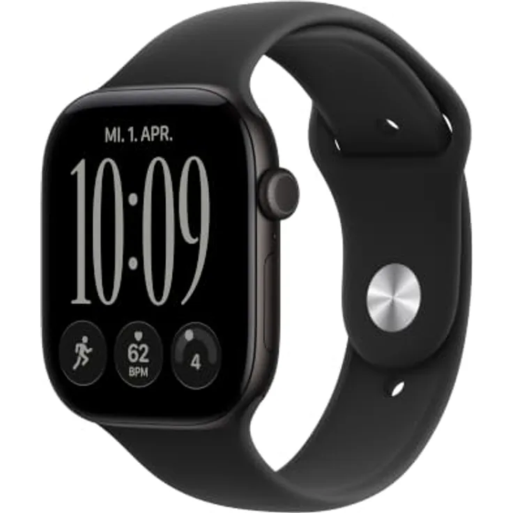 Apple Watch Series 12, 46mm Smartwatch mit Schwarz Aluminiumgehäuse, Schwarz Sport Band, leistungsstarker Gesundheits-Tracker