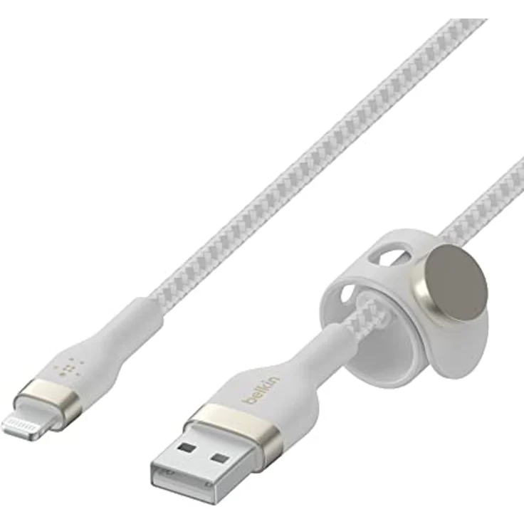 Belkin BOOST CHARGE PRO Flex Lightning/USB-A Kabel, 2m, extrem robust, verwicklungsfrei, weiß – Bild 4