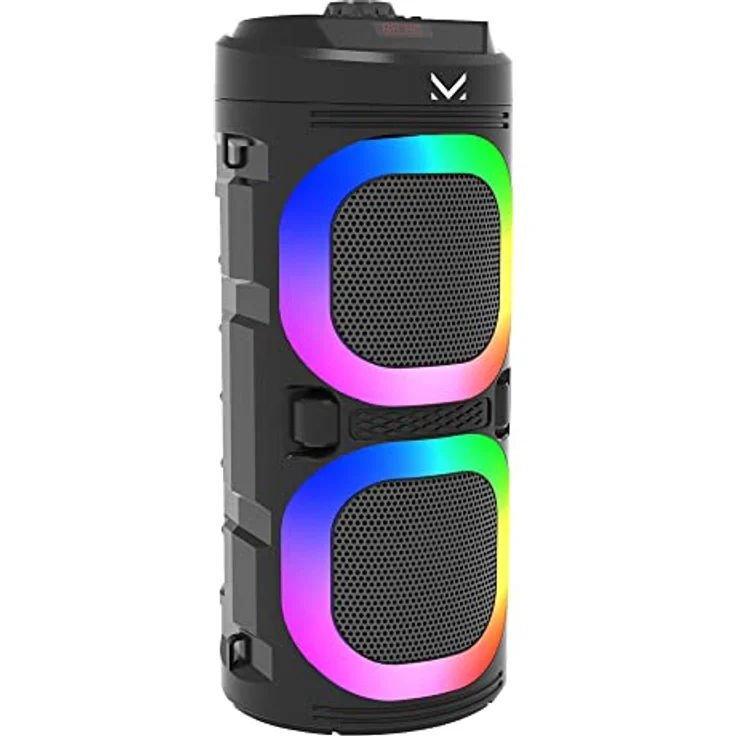 Majestic FIRE 9, Bluetooth-Lautsprecher mit 3 LED-Lichteffekten, USB/microSD/AUX-IN/MIC, wiederaufladbarem Akku, TWS-Funktion und Fernbedienung, schwarz – Bild 3