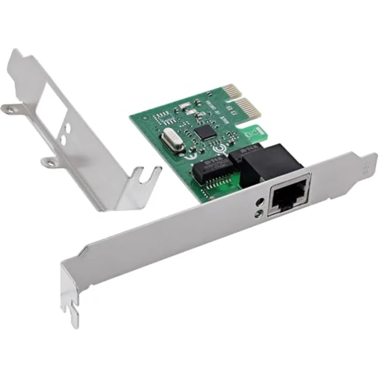 InLine Gigabit Netzwerkkarte PCIe x1, RJ45 LAN Karte 10/100/1000 Mb/s, Realtek RTL8111F, Low Profile, Wake-on-LAN, für Windows/Linux Server/Desktop, 51127F