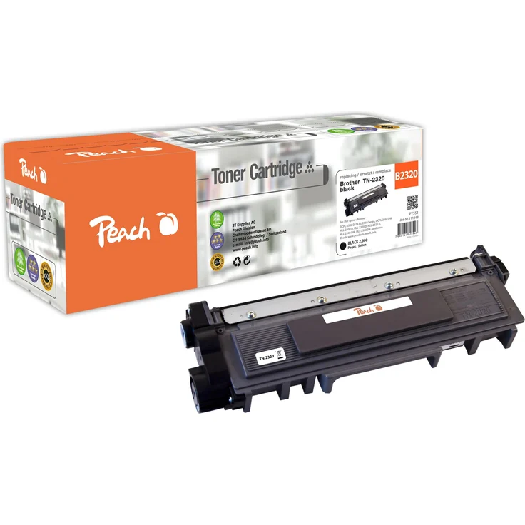 Peach Toner TN-2320 (BK), aufbereitetes Tonermodul für perfekte Druckergebnisse, Schwarz